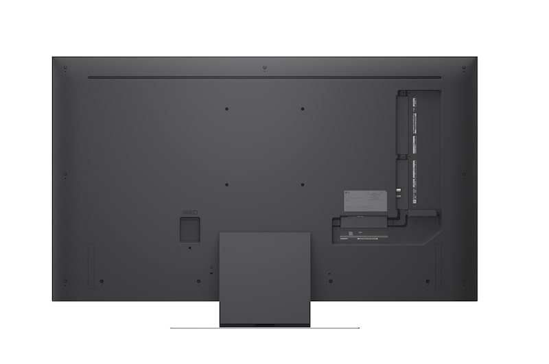 Een alpha 8 AI-processor 4K Gen3 van de LG Mini RGB evo AI MRGB85 straalt in blauw licht op een printplaat en benadrukt de AI-verwerkingsprestaties met een tot 5 keer snellere NPU, 10% snellere CPU-verwerking en 20% grotere geheugencapaciteit.